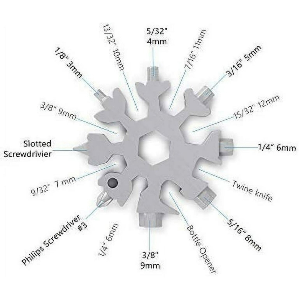 18-in-1 Snowflake Multi Tool Keychain